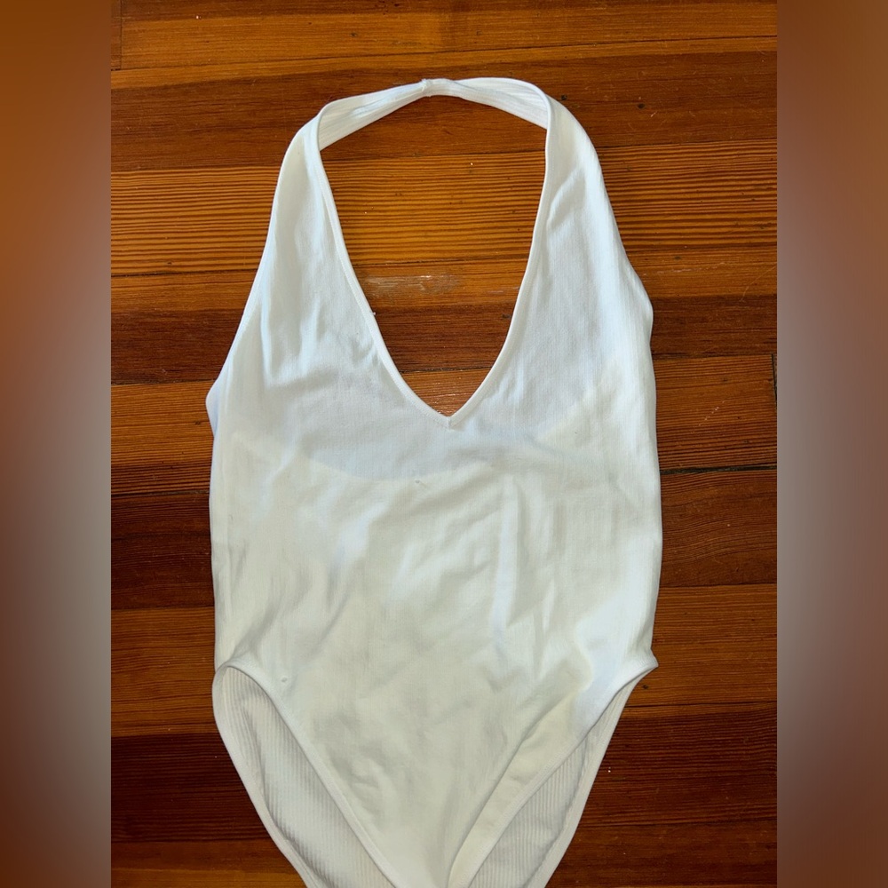 White halter bodysuit
